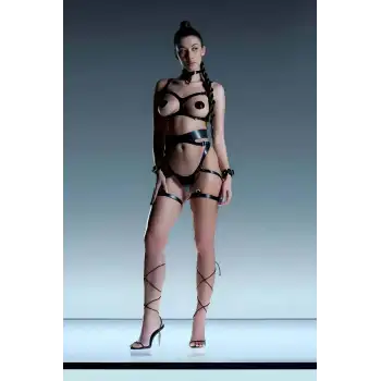 Erotik Deri İç Giyim, Fantezi Deri Harness Takım, Seksi İç Giyim - APFT1134