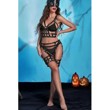 Fantazi Deri Göğüs Ve Jartiyer Harness Takım - APFT846