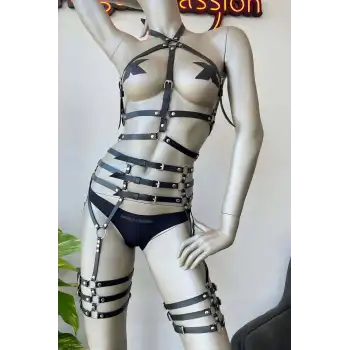 Fantazi Deri İç Giyim Jartiyer Harness - APFT524