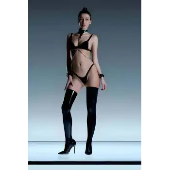 Fantazi Sütyen, Tanga, Zincirli Deri Harness Takımı - APFT1135