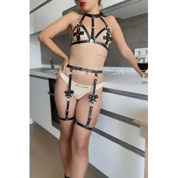 Fantezi Deri Jartiyer Harness İç Giyim Modelleri - APFT310