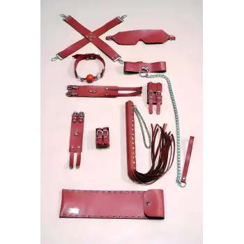 Fantezi Kırbaç Kelepçe Set 7li Takım, Ayak - El Kelepçesi, Maske - APFT1310