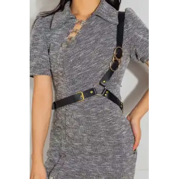 Göğüs Üzeri Tek Askılı Deri Bel Kemeri, Seksi Aksesuar - APFT1183