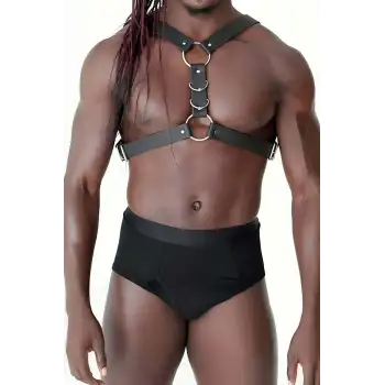 Göğüs Ve Halka Detaylı Erkek Deri Harness - APFTM85