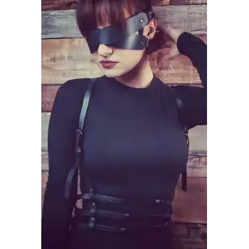 Göz Maskeli Seksi Deri Harness - APFT471