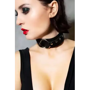 Halka Detaylı Geniş Şerit Ayarlı Şık Deri Choker - APFT671