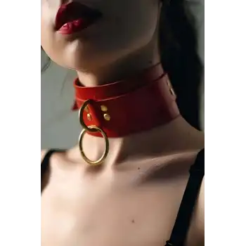 Halka Detaylı Geniş Şerit Şık Deri Choker Tasma - APFT663