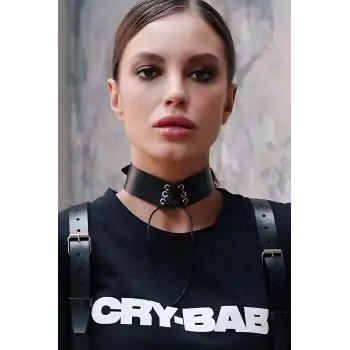 İpli Bağlamalı Şık Deri Choker Tasma - APFT675