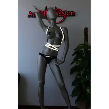 Kadın Fantazi İç Giyim Modelleri Rekflektörlü Harness - APFT198