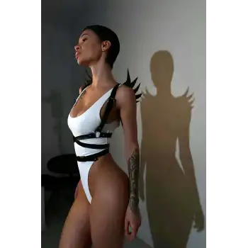 Kanatlı Şık ve Seksi Göğüs Altı Bel Kemeri Harness - APFT1097