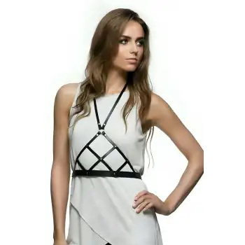 Kare Detaylı Şık Elbise Üzeri Deri Aksesuar - APFT187