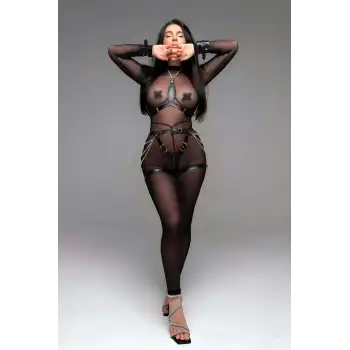 Kelepçe Detaylı Ağı Açık Harness Külot ve Göğüs Harness Takım - APFT1191