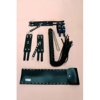 Kelepçe Kırbaç Takım 3lü Set, El - Ayak Kelepçesi, Kırbaç - APFT1305