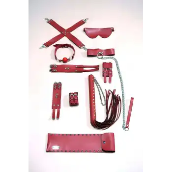 Kırbaç Kelepçe Set, 7li Takım, Ayak - El Kelepçesi, Maske, Ağız Topu - APFT1311