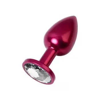 Metal Clear Taşlı Kırmızı Anal Plug Orta Boy
