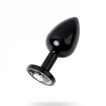 Metal Clear Taşlı Siyah Anal Plug Küçük Boy