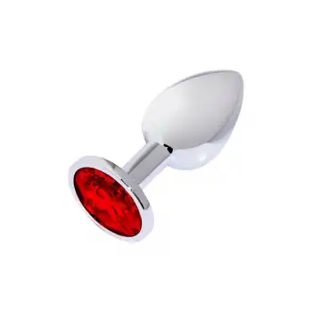Metal Elmas Taşlı Anal Plug Kırmızı Orta Boy