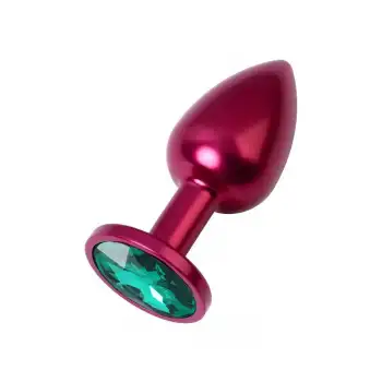 Metal Yeşil Taşlı Kırmızı Anal Plug Orta Boy