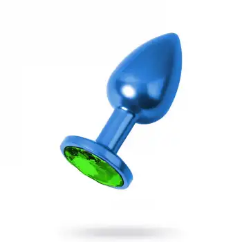 Metal Yeşil Taşlı Mavi Anal Plug Orta Boy