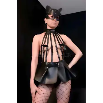 Mini Etekli Body Harness Ve Kedi Maske Takım - APFT1313