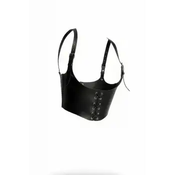 Omuzdan Askılı Deri Korse Kemer, Siyah Kadın Deri Kemer - APFT1428