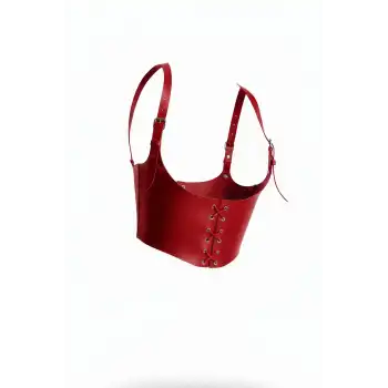 Omuzdan Askılı Kırmızı Korse Kadın Kemer, Kırmızı Kadın Deri Kemer - APFT1428