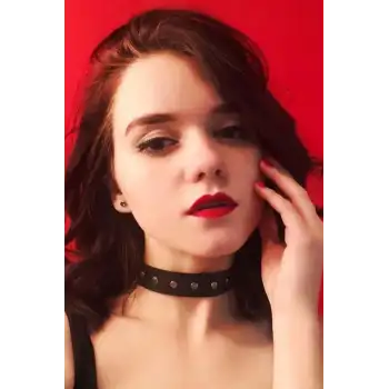 Perçin Detaylı Ayarlanabilir Şık Deri Choker - APFT670