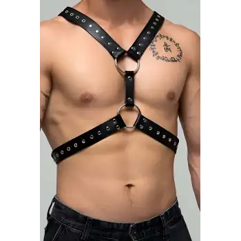 Perçin Detaylı Erkek Göğüs Harness, Sert Görünümlü Şık Erkek Fantazi Giyim - APFTM179