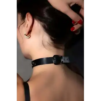 Perçin Detaylı Şık Deri Choker-Tasma - APFT778