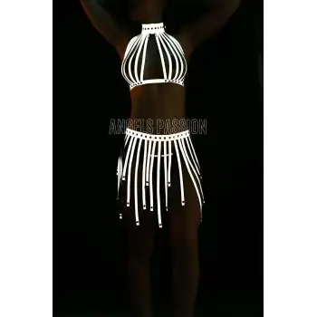 Püsküllü Reflektörlü Seksi Etek Büstiyer Takım - APFT584