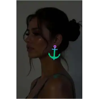 Rainbow Reflektörlü Çapa Küpe, Şık Lazer Kesim Küpe - APBJ020