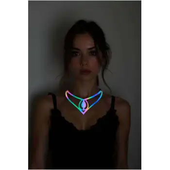 Rainbow Reflektörlü Damla Choker Kolye, Zarif Lazer Kesim Kolye - APFT1410