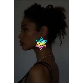 Rainbow Reflektörlü Soyut Yıldız Küpe, Şık Lazer Kesim Küpe - APBJ019