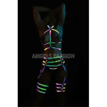 Reels Videoları İçin Özel Ürünler Karanlıkta Parlayan Reflektörlü Harness Takım
