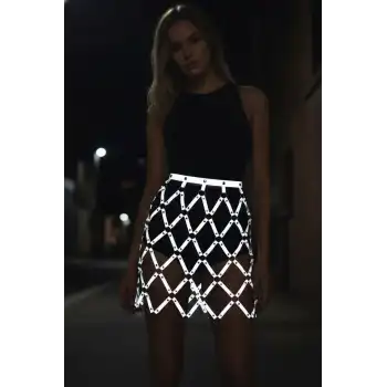 Reflektörlü Etek, Baklava Detaylı Etek, Parti Eteği - APFT694