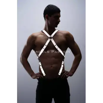 Reflektörlü (Karanlıkta Parlayan) Pantolon Askısı, Reflektörlü Clubwear, Göğüs Harness - APFTM84