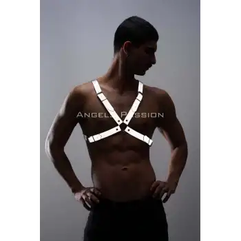 Reflektörlü (Karanlıkta Yansıyan) Erkek Göğüs Harness, Erkek Parti Giyim - APFTM43
