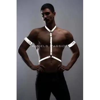 Reflektörlü Karanlıkta Yansıyan (Reflektörlü) Erkek Göğüs ve Pazu Harness Takım - APFTM15