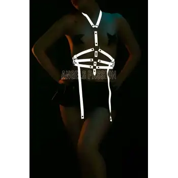 Reflektörlü Seksi Jartiyer Body Harness İç Giyim - APFT16