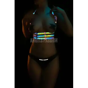 Renkli Yansıma Yapan Seksi ve Şık Harness Büstiyer - APFT178