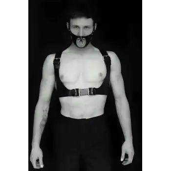 Seksi Deri Göğüs Ve Maske Harness - APFTM112