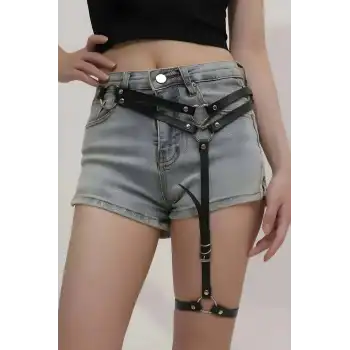 Seksi Deri Tek Bacaklı Jartiyer Harness - APFT930