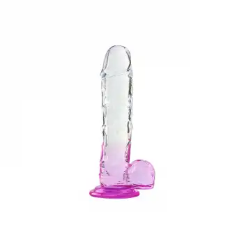 Silikon Şeffaf Mor Renkli Realistik Dildo 20 cm