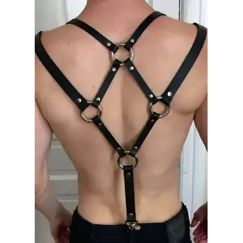 Sırt Detaylı Erkek Deri Fantazi Giyim - APFTM10