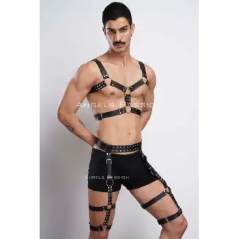 Tarz Göğüs ve Bacak Harness Takım, Erkek Parti Aksesuarları - APFTM196