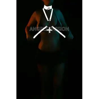 Tasma Detaylı Seksi Göğüs Üzeri Reflektörlü Harness - APFT404