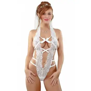 Tegan Beyaz Dantelli Fantezi Duvaklı Seksi  Gelin Kostümü  TG272378