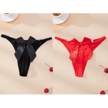 Tegan Büyük Beden Fantezi Kadın 2li Fiyonklu Halkalı Tanga TG270044-B