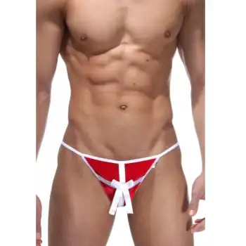 Tegan Fantezi Beyaz Fiyonklu Kadife Erkek String İç Giyim TG274593