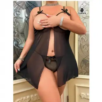 Tegan Fantezi Büyük Beden Göğsü Açık Transparan Gecelik TG273268